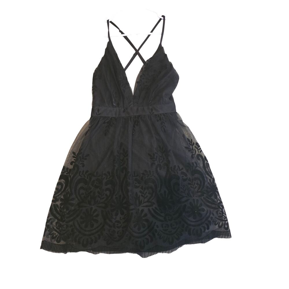 Mele E Pere Fairy Grunge Mini Dress Large Womens Lace Black‎ V Neck Cottage Core